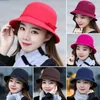 Berets Women's Hat Bow-knot Woolen Felt Fedoras Korean Fashion Ladies Vintage Elegant Warm Autumn Bucket Panama For