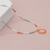 Pendant Necklaces Rice Bead Necklace Colour Ellipse Fashion Simple Hand Knitting Bohemia Adjustable Beaded