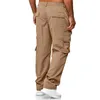 Calças de carga dos homens calças de trabalho elástico estiramento cintura solta multi bolso calças casuais esportes ao ar livre vestindo