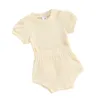 Giyim Setleri Doğdu Bebek Kızlar Yaz Kıyafetleri Kısa Kollu Üstler Yürütülmüş T-Shirt Katı Şortlar Set Sıradan Bebek Kız Giysileri