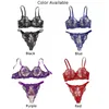 Bras Sets Women Sheer Mesh Perspective Bra Thong Briefs Underwear Lace Floral Embroidery Temptation Erotic Lingerie Exotic Outfit