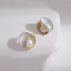 Orecchini pendenti Perla d'acqua dolce naturale Arco delicato in metallo con smalto in ottone ECO14k riempito in oro Gioielli di moda per le donne Regalo da indossare ogni giorno