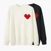 designer sweater love heart embroidery decoration ladies cardigan v-neck knitwear fashion letter long-sleeved ladies tops fall and winter mo