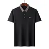 High end craft plaid lapel Tshirt men's short sleeve 2023 summer fashion classic embroidery casual versatile POLO shirt Men 240106