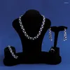 Halskette Ohrringe Set Ronn I L As 4 Stück bunte Zirkonia Quasten Anhänger Halsband Armband Ring Schmuck für Frauen Bräute
