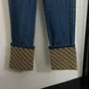 designer dames jeans merkkleding dames mode kleuraanpassing logo stiksels roll-leg hoge taille denim broek jan 06