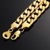 Braslet Braclet 2024 Male Golden Color 14k Yellow Gold Embossing Cuban Link Chain Bracelet For Men Hiphop Jewelry