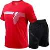 2 unids/set de chándal para hombre, gimnasio, Fitness, bádminton, traje deportivo, ropa para correr, trotar, ropa deportiva, conjunto de entrenamiento, ropa deportiva 240106