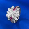 Anelli di banda S925 Sterling Silver Rainbow Bruad Brocade Diamond Aning Diamond Anello di lusso in carbonio ad alto diamante personalizzato Versatile Ringl240105