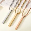 Pendant Necklaces 10pcs/lot Mirror Polished Stainless Steel Long Square Bar Necklace Box Chain DIY Women Jewelry Gift 50cm