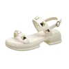 Sandals 2024 Fashion Women's Shoes Buckle Strap Rivet Casual Women Round Toe Solid Flat