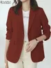 ZANZEA Donna Elegante Ufficio Blazer Manica lunga Risvolto Collo Tinta unita Abito Moda femminile Camicia vintage Primavera Sottile OL Camicetta 240105