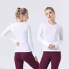 Nuovo vestito da yoga Top T-shirt a maniche lunghe da donna 2.0 Girocollo Slim Fit Running Abbigliamento sportivo Abbigliamento donna Magliette bianche da donna Collant da palestra