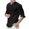 Camisas casuais masculinas primavera t-shirt o pescoço manga comprida pulôver solto cor sólida fina abotoadura macia comprimento médio estilo simples top masculino