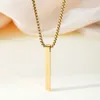 Pendant Necklaces 10pcs/lot Mirror Polished Stainless Steel Long Square Bar Necklace Box Chain DIY Women Jewelry Gift 50cm