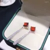 Pendientes colgantes Colección clásica retro Juego de plata de ley 925 Granate Colgante para mujer Joyería boutique