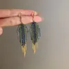 Dangle Earrings Inlaid Green Blue Rhinestone Drop For Women Luxury Long Tassel Vintage Statement Party Wedding Female Jewelry