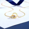 Gioielli classici di design Nuovo doppio anello Acciaio al titanio Incolore Collane da donna Lusso leggero Compatto Pop Sensazione di fascia alta BFF Collana Instagram Regalo