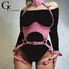 Rosa Leder Pu Sexy Harness Frau Bondage Gürtel Strümpfe Bdsm Dessous Ganzkörpergurt Oberschenkel Strumpfbänder Rave Outfits für Erwachsene 18 240106