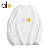 Women Yoga Outfit Perfectly AL Oversized Sweatshirts Sweater Loose Long Sleeve Crop Top Fitness Workout Crew Neck Blouse Gym AL On the right is a round letter ola loa