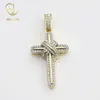 최고 품질 925 실버 커스텀 남성 보석 Moissanite Diamond Gold Finish Finish Bust Down hiphop 스타일의 Charm Cross Pendant