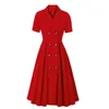 Robes décontractées Femmes Double Boutonnage Boutonné Porter au travail Robe vintage Chemises formelles pour les femmes