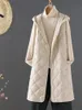 Chaleco de algodón de invierno para mujer, chaqueta sin mangas, abrigo informal cálido Vintage de longitud media, chaleco largo con capucha de un solo pecho para mujer 240106