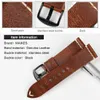 Maikes Quality Watch Band Oil Wax Leather Strap Vintage Dark Brown Accessories Watchband 20mm 22mm 24mm för 240106