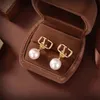 Fashion Designer Letter V Earrings pearl Stud Earing Women Tassel Love Internet Celebrity Vlogo Earring Female Luxury Jewelry Orecchini 3430