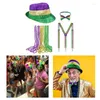 Beralar Mardi Gras Kostüm Cazları ile Seti Şapka Dişleri Boncuk Kolye Bowtie Lasvegas Fattuesday Dekorasyon Karnaval Partisi Sahne