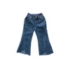 Pantalon en jean pour filles, taille haute, fendu, élastique, Slim, évasé, mode coréenne, automne 2024