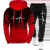 Mode Faith Printed Autumn Men's Casual Tracksuit Men Sweatshirts and Sweatpants Two Pieces Set Sportswear Plus Size Clothing 240106