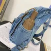 여성을위한 세척 된 데님 패션 배낭 최신 트렌드 학생 학교 가방 멀티 포켓 대용량 블루 배낭 무클 240106