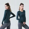 Nuovo vestito da yoga Top T-shirt a maniche lunghe da donna 2.0 Girocollo Slim Fit Running Abbigliamento sportivo Abbigliamento donna Magliette bianche da donna Collant da palestra