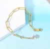 Fashion Stainless Steel Zircon Bracelets 18K Gold Plated Link Chain For Women Paperclip Bracelet6349104