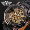 Winner Fashion Gold Black Roman Number Dial Luxury Design Clock Mens Watch Top Brand Cool Mechanical Skeleton Male Wrist Watches266S
