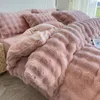 Blankets Light Luxury Thickened Fur Fluffy Four-piece Winter Coral Velvet Bed Sheet Quilt Cover Blanket Sofa Bedding