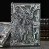 3D tredimensionell Dragon A5 Notebook European Retro Throwened PU präglade Notepad Dagbok Business Presentkontor levererar 240105