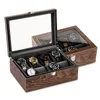 Pudełko do przechowywania zegarków orzechowych proste domowe drewniane drewniane zegarki mechaniczne bransoletki kolekcja pudełka obserwowania skrzynki obserwacyjne 240105