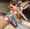 Super multi estilo nueva versión relojes de pulsera ultrafinos para mujer Zafiro 27 mm * 37 mm borde de diamante Cuarzo suizo Movimiento de cuarzo Correa de cuero Relojes de mujer premium