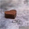 Aufbewahrungsboxen Bins Stock Holz Schmuck Aufbewahrungsboxen Blank DIY Gravur Hochzeit Retro Herzförmige Ringbox Kreative Geschenkverpackung Dhjyv