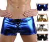 Maillots de bain WholesaleLatest Hot Sexy Hommes Faux Cuir Verni Latex Maillot De Bain Taille Basse Cordon Boxer Shorts Wetlook Érotique Gay Hommes Underwea