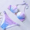 Seksowna syrena podzielona Gradient Gradient Shell Bikini Bikini Bikini krawat bar barwnik gradient wysokiego poziomu stroju kąpielowego Bandeau Bikini Bikini 240105