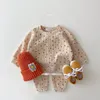 Kleinkind Kinder Waffel Baumwolle Kleidung Set Viele Früchte Drucken Sweatshirt Casual Hosen 2 stücke Jungen Anzug Baby Mädchen Outfits 240105