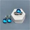 Orecchini Collana Collana Orecchini Set 10,6 mm Anello Nudo intarsiato Topazio blu Gioielli zircone Colore della caramella Cristallo Moda regalo Goccia Deli Dhcnb