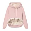 Artı beden sweatshirt kadınlar için kalın polar hoodie sweatshirt astarlı kış kadife v boyun uzun kollu iç çamaşırı 240105