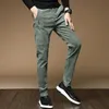 2023 Winter Fleece Warm Corduroy Pants Men Business Fashion Slim Fit Stretch Thicken Gray Green Fluff Casual Trousers Male 240106