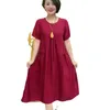 Casual Dresses Summer Middle-aged Plus Fat Increase Fashion 100 Matching Age Reduction Double Side Color Big Board Pocket Dress