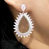 Dangle Oorbellen Grote Waterdruppel Voor Vrouwen Groen Roze Grote Bohemen Zilver Kleur Plated Meisje Zirconia Oorbel Mode-sieraden 2024