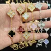 Acessórios de joias clássicas para van Fanjia Versão alta de quatro folhas grama cinco flores pulseira feminina chapeamento grosso ouro 18k diamante completo laser atirador transmissão ao vivo X24